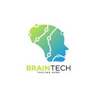 ilustração de design de logotipo de tecnologia cerebral. tecnologia digital. modelo de logotipo do cérebro. ilustrador vetorial vetor