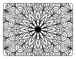 página de coloração de mandala para adultos, arte de doodle de mandala floral desenhada à mão, página de coloração de mandala para relaxamento adulto vetor