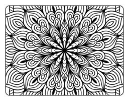 página de coloração de mandala para adultos, arte de doodle de mandala floral desenhada à mão, página de coloração de mandala para relaxamento adulto vetor