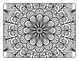 página de coloração de mandala para adultos, arte de doodle de mandala floral desenhada à mão, página de coloração de mandala para relaxamento adulto vetor