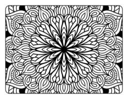 página de coloração de mandala para adultos, arte de doodle de mandala floral desenhada à mão, página de coloração de mandala para relaxamento adulto vetor