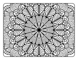 página de coloração de mandala para adultos, arte de doodle de mandala floral desenhada à mão, página de coloração de mandala para relaxamento adulto vetor