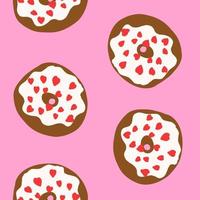 padrão de rosquinhas. ilustração vetorial em estilo simples de desenho animado isolado em fundo rosa vetor