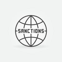 ícone de contorno do conceito de crise financeira vetor de sanções mundiais