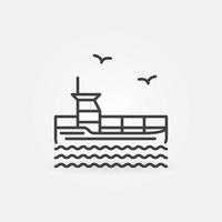 navio de carga com contêineres vector conceito de entrega ícone linear ou sinal