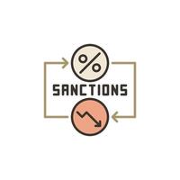 conceito de sanções de vetor de crise econômica ícone ou símbolo colorido