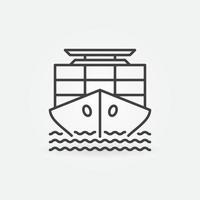 navio com contêineres vetor ícone de contorno do conceito de carga internacional