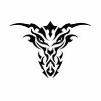 logotipo de cabeça de dragão tribal. desenho de tatuagem. ilustração vetorial de estêncil animal vetor