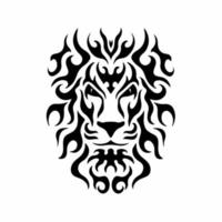 logotipo de cabeça de leão tribal. desenho de tatuagem. ilustração vetorial de estêncil animal vetor