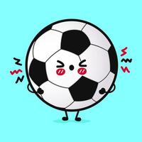 personagem de bola de futebol com raiva bonito. vetor mão desenhada ícone de ilustração de personagem kawaii dos desenhos animados. isolado no fundo azul. conceito de personagem de bola de futebol triste