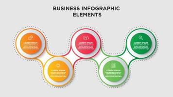 infográficos para o conceito de negócio com ícones e 5 opções ou etapas. para conteúdo, diagrama, fluxograma, etapas, peças, infográficos da linha do tempo, fluxo de trabalho, gráfico. vetor