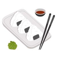 doodle comida asiática onigiri vetor