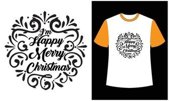 estou feliz feliz natal tipografia ilustração ornamento design de camiseta vetor