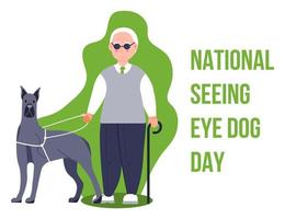 vetor nacional do conceito do dia do cão de olho. evento é comemorado em 29 de janeiro. homem cego com ilustração de cão-guia para banner, web