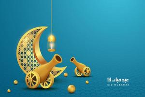 fundo do cartão eid mubarak com ilustração vetorial de ornamento islâmico vetor