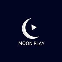 modelo de logotipo moon play com fundo preto vetor