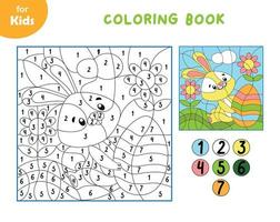 colorir o coelhinho da Páscoa por números. livro de colorir simples para crianças, preparação escolar, aprendizado, entretenimento. o desenvolvimento de habilidades motoras finas. quebra-cabeça, pasta de trabalho, pasta de trabalho vetor