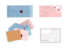 conjunto de envelopes e cartas vetor