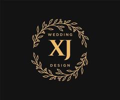 coleção de logotipos de monograma de casamento de letra xj, modelos minimalistas e florais modernos desenhados à mão para cartões de convite, salve a data, identidade elegante para restaurante, boutique, café em vetor