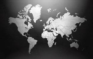 fundo preto e branco do mapa do mundo com textura rústica vetor