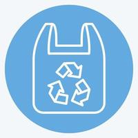 saco de plástico reciclado de ícone. relacionado ao símbolo do ambiente. estilo de olhos azuis. ilustração simples. conservação. terra. limpar vetor