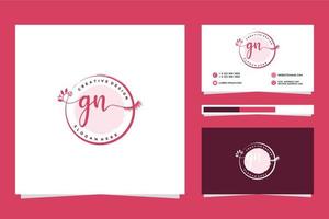 coleções iniciais de logotipos femininos gn e vetor premium de modelo de cartão de visita