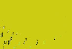 modelo de vetor verde e amarelo claro com símbolos musicais.