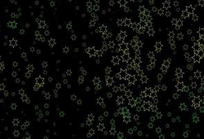 padrão de vetor verde escuro, amarelo com estrelas de Natal.