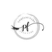 inicial pf logotipo caligrafia salão de beleza moda moderno luxo monograma vetor