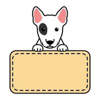 filhote de bull terrier fofo com desenho de modelo de borda de quadro, ilustração vetorial vetor