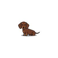 cachorro bassê fofo chocolate e desenho animado sentado, ilustração vetorial vetor