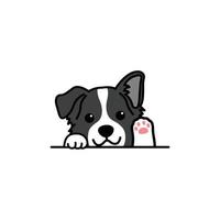 lindo cachorro border collie acenando desenhos animados de pata, ilustração vetorial vetor