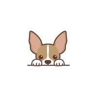 cachorrinho chihuahua fofo espiando desenho animado, ilustração vetorial vetor