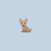 lindo cachorro chihuahua sentado desenho animado, ilustração vetorial vetor