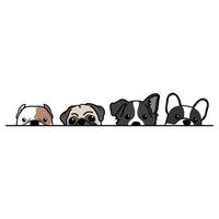 cachorros fofos espiando desenhos animados, ilustração vetorial vetor