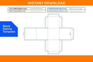bela caixa de presente de bloqueio, modelo dieline de caixa cosmética e arquivo de renderização 3d e modelo dieline em branco mutável de cor vetor