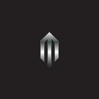 logotipo m, logotipo de metal, logotipo de prata, monograma, fundo preto vetor