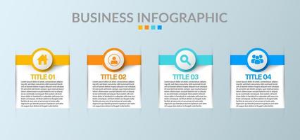 infográfico de negócios. modelo de infográfico moderno. diagrama abstrato com 4 etapas, opções, peças ou processos. modelo de negócios de vetor para apresentação. conceito criativo para infográfico