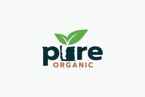 logotipo orgânico puro com uma combinação de letras puras e vasos de plantas para qualquer negócio.
