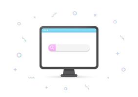 monitor de computador e barra de pesquisa vetor