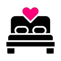 ícone de cama sólido preto estilo rosa elemento do vetor ilustração dos namorados e símbolo perfeito.