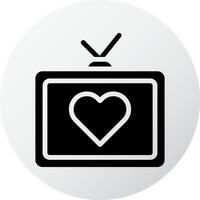 ícone da tv preenchido elemento de vetor de ilustração de estilo branco preto valentine e símbolo perfeito.