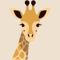 girafa fofa mamífero animal cabeça vetor