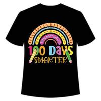 100 dias de camisa smartert feliz de volta ao modelo de impressão de camisa de dia escolar, design de tipografia para jardim de infância pré-escola pré-escolar, último e primeiro dia de aula, 100 dias de camisa escolar vetor