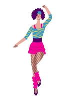 uma garota vestida no estilo dos anos 90 dançando em uma discoteca. vetor