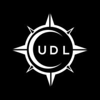 design de logotipo de tecnologia abstrata udl em fundo preto. conceito de logotipo de carta de iniciais criativas udl. vetor