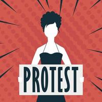 menina com um banner nas mãos dela. o conceito de protesto e resistência pública. ilustração vetorial. vetor