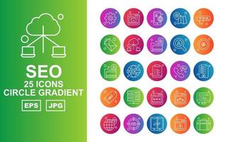 Pacote de ícones de gradiente de círculo de 25 seo premium vetor