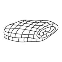 ilustração vetorial desenhada à mão de uma manta xadrez em estilo doodle em fundo branco. contorno preto isolado. acampamento e vida doméstica. vetor