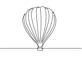 balão de ar quente de ícone de desenho de linha contínua. feliz feriado com balão de ar. vetor
